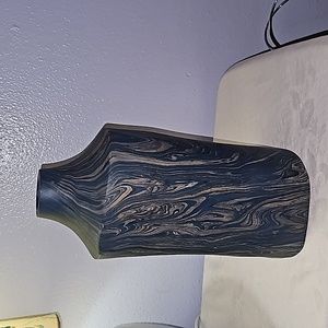 Unique Wood Vase Blue & Cream Colored